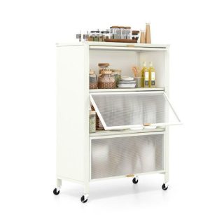 Baker’s Racks | 4-Tier Kitchen Bakers Rack with Flip Doors White Baker's Racks Baker's Racks