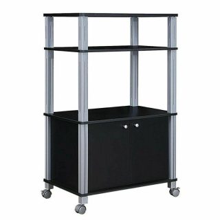 Baker’s Racks | Multifunctional Rolling Kitchen Baker’s Rack with 2-Tier Shelf and Cabinet Black Baker's Racks Baker's Racks