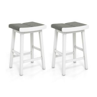 Bar Stools | 2 Pieces 26/31.5 Inch Upholstered Saddle Barstools with Padded Cushions Bar Stools Bar Stools