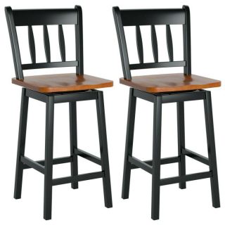 Bar Stools | 24.5 Inches Set of 2 Swivel Bar Stools with 360° Swiveling Black Bar Stools Bar Stools