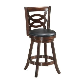 Bar Stools | 24/29 Inch Counter Height Upholstered Swivel Bar Stool with Cushion Seat Espresso + Black Bar Stools Bar Stools