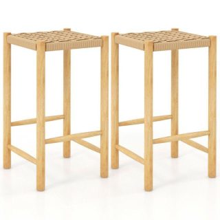 Bar Stools | 26 Inch Dining Bar Stool Set of 2 Natural Bar Stools Bar Stools