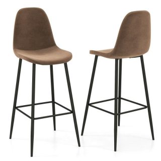 Bar Stools | 29.5 Inches High Back Bar Stools Set of 2 Brown Bar Stools Bar Stools