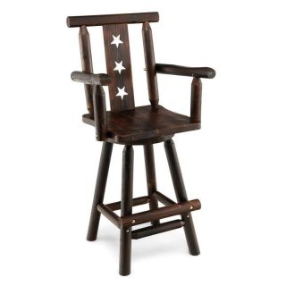 Bar Stools | 29 Inch Wooden Swivel Bar Stool with Footrest Backrest Armrest Brown Bar Stools Bar Stools