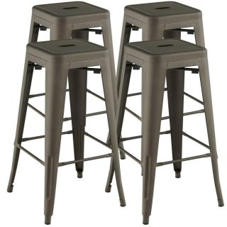 Bar Stools | 30 Inch Bar Stools Set of 4 with Square Seat and Handling Hole Gun Bar Stools Bar Stools