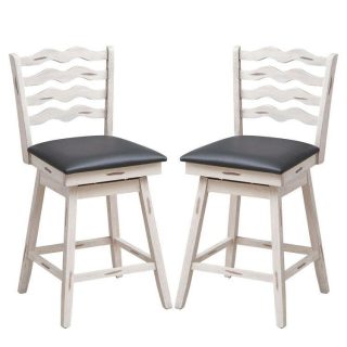 Bar Stools | 360° Swivel Bar Stools with Rubber Wood Frame and Ergonomic Backrest and Footrest Bar Stools Bar Stools