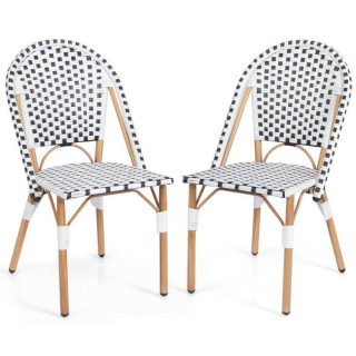 Bar Stools | French Bistro Chair Set of 2 with Galvanized Metal Framex White Bar Stools Bar Stools