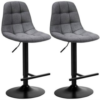 Bar Stools | Height Adjustable Modern 360 Degrees Swivel Barstools with Footrest Gray Bar Stools Bar Stools