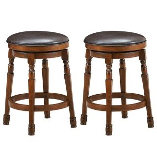 Bar Stools | Set of 2 24/29 Inch Swivel Leather Padded Dining Bar Stools Walnut Bar Stools Bar Stools