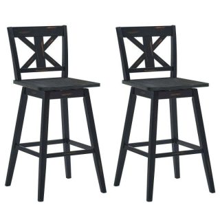 Bar Stools | Set of 2 29 Inch 360-Degree Swivel Bar Stools for Home Restaurant Black Bar Stools Bar Stools