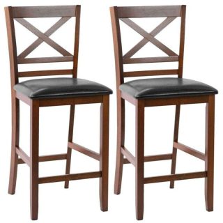 Bar Stools | Set of 2 Bar Stools 25 Inch Counter Height Chairs Walnut Bar Stools Bar Stools