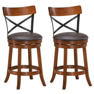 Bar Stools | Set of 2 Bar Stools 360-Degree Swivel Dining Bar Chairs with Rubber Wood Legs Walnut, Black, Brown Bar Stools Bar Stools