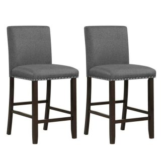 Bar Stools | Set of 2 Bar Stools with Back for Kitchen Island Gray Bar Stools Bar Stools