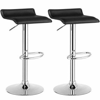 Bar Stools | Set of 2 Modern Design Adjustable PU Leather Backless Bar Stools Black Bar Stools Bar Stools