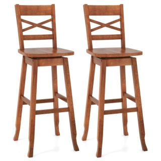 Bar Stools | Swivel 30-Inch Bar Height Stool Set of 2 with Footrest Walnut Bar Stools Bar Stools