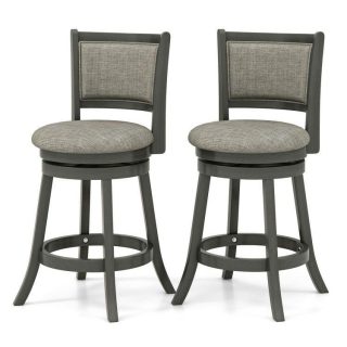 Bar Stools | Swivel Bar Stools Set of 2 with Soft-padded Back and Seat Bar Stools Bar Stools