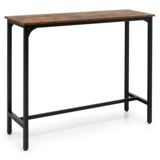 Bar Tables | 48 Inch Industrial Pub Dining Table with Steel Frame Rustic Brown Bar Tables Bar Tables