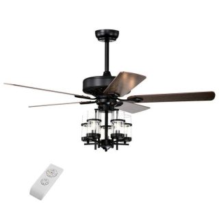 Ceiling Fans | 50 Inch Noiseless Ceiling Fan Light with Explosion-proof Glass Lampshades Black Ceiling Fans Black