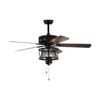 Ceiling Fans | 50 Inches Ceiling Fan with Lights Reversible Blades and Pull Chain Control Black Ceiling Fans Black