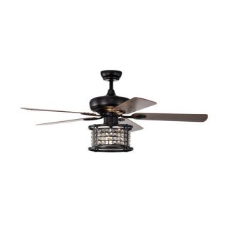 Ceiling Fans | 52 Inch 3-Speed Crystal Ceiling Fan Light with Remote Control Black Ceiling Fans Black