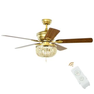 Ceiling Fans | 52 Inch Retro Ceiling Fan Light with Reversible Blades Remote Control Golden Ceiling Fans Ceiling Fans