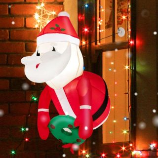 Christmas | 3.3 Feet Lighted Inflatable Santa Claus Broke Out from Window Red Christmas Christmas