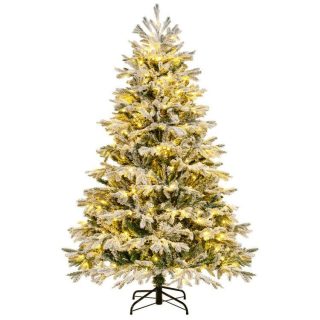 Christmas | 4.5/6/7 FT Artificial Pre-Lit Christmas Tree Hinged Xmas Tree with Warm White LED lights Christmas Christmas