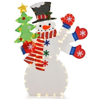 Christmas | 4FT Christmas Snowman Decoration with Waving Hand and 140 LED Lights Christmas Christmas