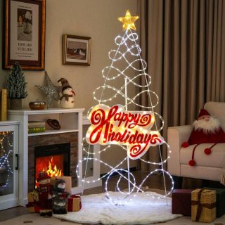 Christmas | 5.6 FT Outdoor Colorful Christmas Tree with 216 LED Lights and 6 Lighting Modes Christmas Christmas