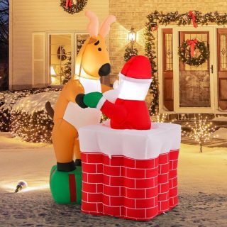 Christmas | 5 Feet Inflatable Liftable Santa Claus Climbing Chimney Christmas Christmas