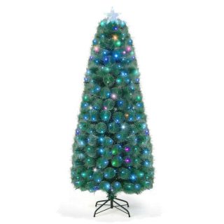 Christmas | 5/6/7 FT Pre-Lit Fiber Optic Christmas Tree with 148/185/226 Multi-Color LED Lights and Top Star Light Christmas Christmas