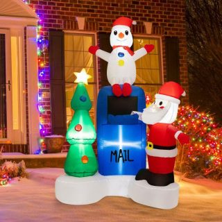 Christmas | 6 Feet Lighted Christmas Inflatable Mailbox Santa Claus Snowman Christmas Tree Green+White+Red+Blue+Black Christmas Christmas