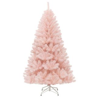 Christmas | 6/7 Feet Artificial Christmas Tree Hinged Full Fir Tree Pink Christmas Christmas