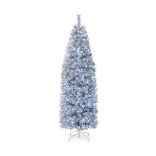 Christmas | 6/7 FT Pre-Lit Artificial Christmas Tree with Cool-White LED Lights Black and White Christmas Christmas