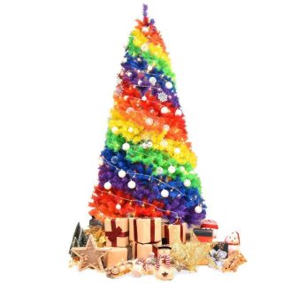 Christmas | 7 Feet Artificial Hinged Traditional Christmas Tree with Metal Stand Multicolor Christmas Christmas