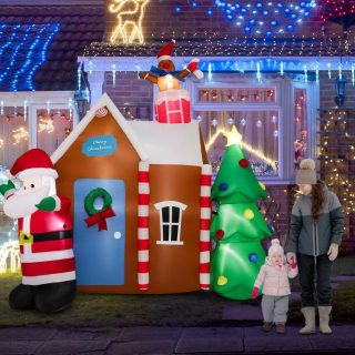 Christmas | 7 Feet Christmas Inflatable Ginger House Red+White+Black+Brown+Green Christmas Christmas