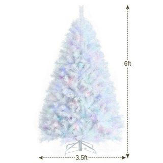 Christmas | Artificial Christmas Tree with Iridescent Branch Tips and Metal Base White Christmas Christmas