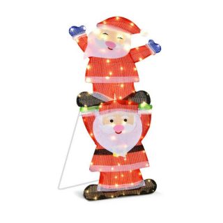 Christmas | LED Double Santa Yard Christmas Decoration with String Lights and Stakes Christmas Christmas