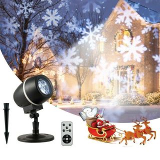 Christmas | Outdoor Waterproof Christmas Snowflake LED Projector Lights with Remote Control Black Christmas Black