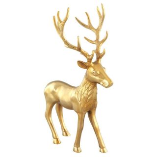 Christmas | Standing Reindeer Statue Aluminum Deer Sculpture for Indoors Christmas Decor Golden Christmas Christmas