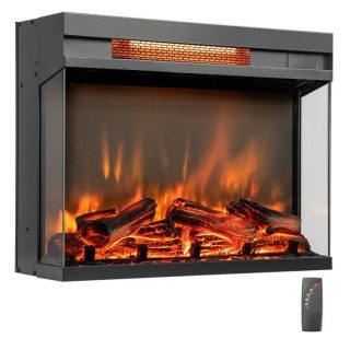 Climate Control Appliances | 23-inch 3-Sided Electric Fireplace Insert with Remote Control Black Climate Control Appliances Black