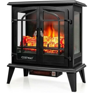 Climate Control Appliances | 25 Inch Freestanding Electric Fireplace Heater with Realistic Flame effect Black Climate Control Appliances Black