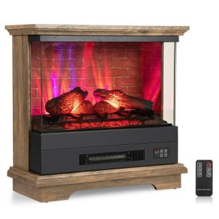 Climate Control Appliances | 27 Inch Freestanding Fireplace with Remote Control Brown Climate Control Appliances Brown