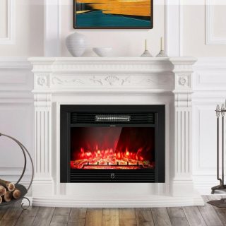 Climate Control Appliances | 28.5 Inch Electric Fireplace Recessed with 3 Flame Colors Black Climate Control Appliances Black