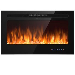 Climate Control Appliances | 36 Inch Electric Fireplace Insert Wall Mounted with Timer Black Climate Control Appliances Black