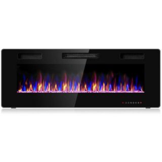 Climate Control Appliances | 50 Inch Recessed Ultra Thin Electric Fireplace with Timer Black Climate Control Appliances Black