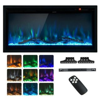 Climate Control Appliances | Electric Fireplace in-Wall Recessed with Remote Control and Adjustable Color and Brightness Climate Control Appliances Climate Control Appliances