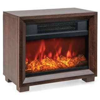 Climate Control Appliances | Mini Wooden Space Tabletop Fireplace with Realistic Flame Effect Brown Climate Control Appliances Brown