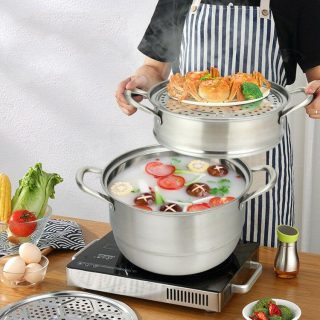 Cookware & Bakeware | 3 Tier Stainless Steel Cookware Pot Saucepot Steamer Silver Kitchen Cookware & Bakeware