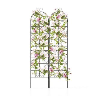 Decorative Fencing & Flooring | 2 Pack Metal Garden Trellis Decorative for Climbing Plants Black Decorative Accessories Black